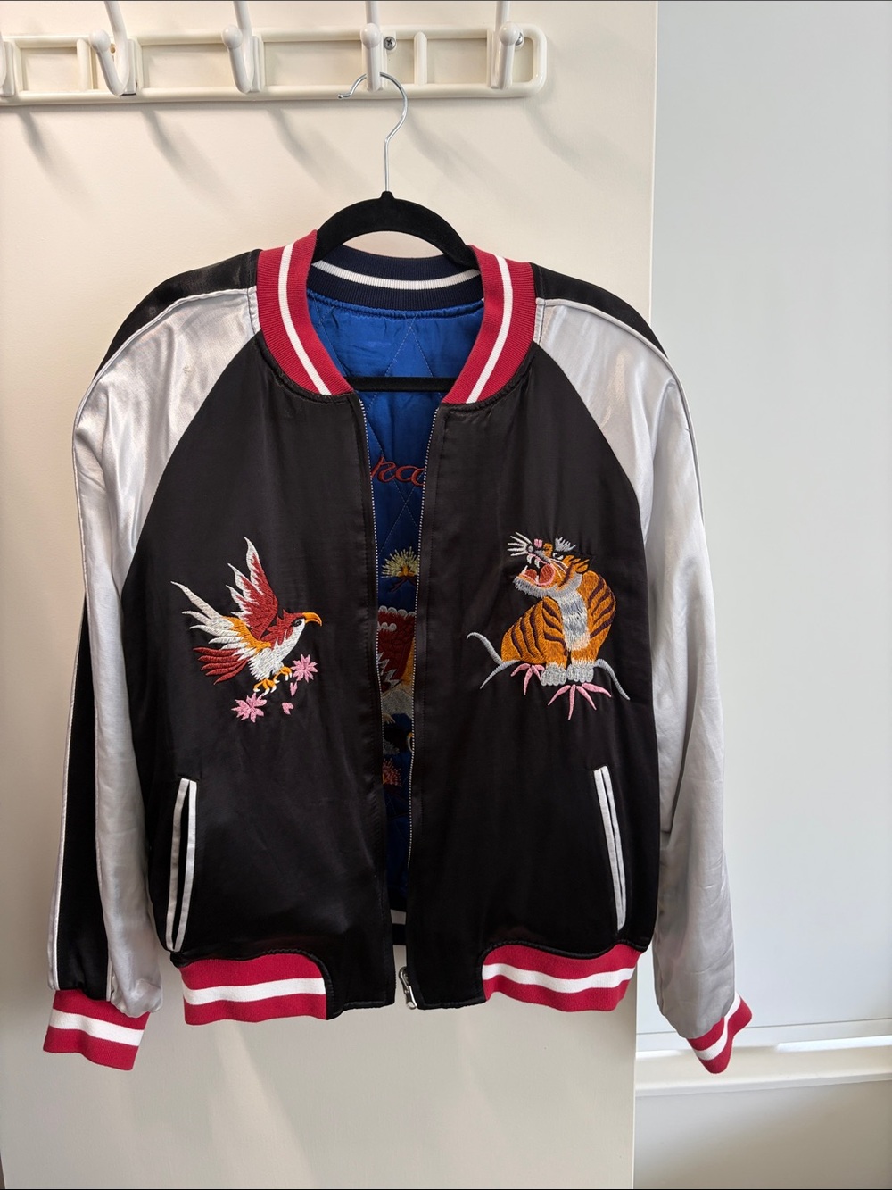 Topshop Embroidered Japan Reversible Jacket Tiger / phoenix
